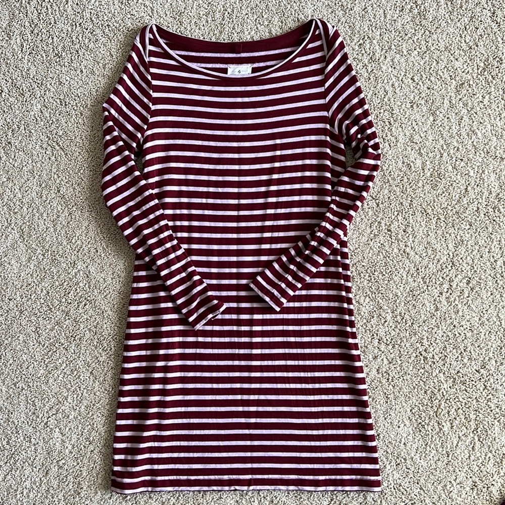 EUC M Lou & Grey Maroon Stripe dress